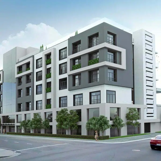 A rendering of the building that is being built.